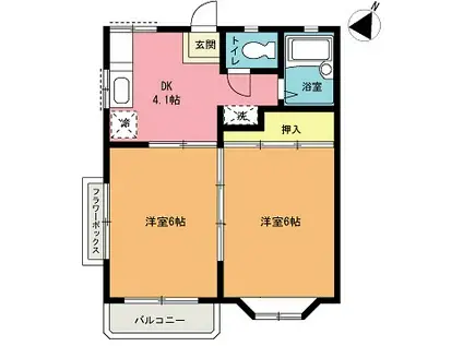 ホワイトシティ E棟(2DK/1階)の間取り写真