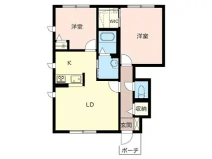 パルテール加古川(2LDK/1階)の間取り写真