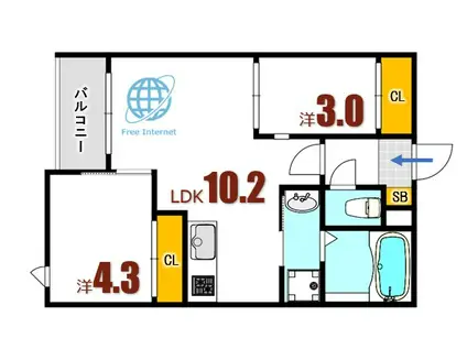 REGALEST-F 矢野東1(2LDK/1階)の間取り写真