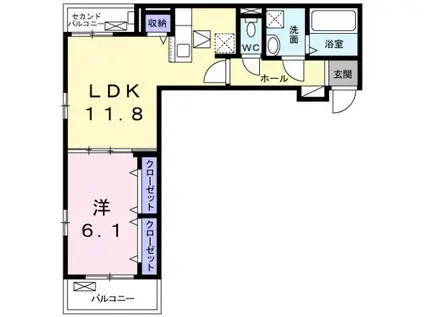 マロン グロリア(1LDK/1階)の間取り写真