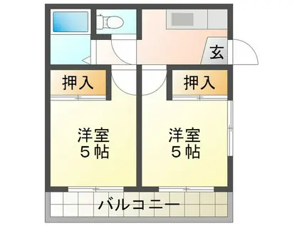 サンクス(2DK/1階)の間取り写真