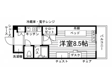 メゾン・グランドール(1K/3階)の間取り写真