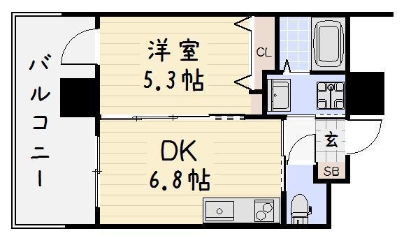 フェルト127(1DK/3階)の間取り写真