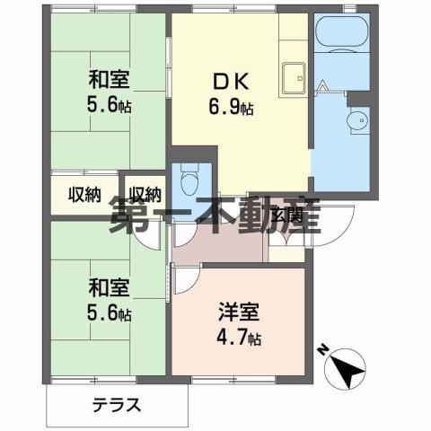 ガーデンハイツ緑ケ丘CD(3DK/1階)の間取り写真
