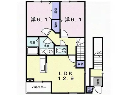 フィオーレS.I(2LDK/2階)の間取り写真