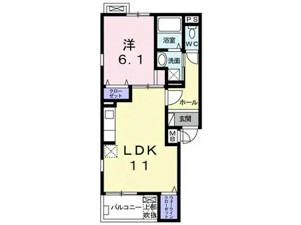 ヴィラ・オルテンシア(1LDK/3階)の間取り写真