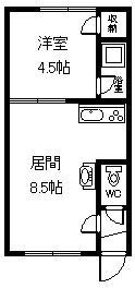 エステートE4.8(1DK/2階)の間取り写真