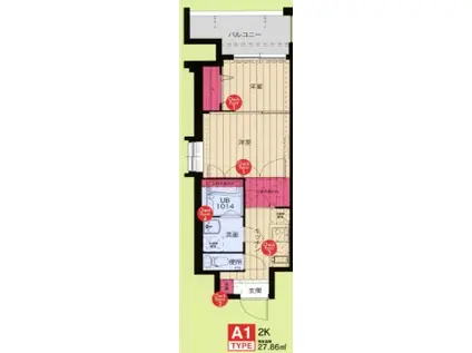 クロスゲートタワーNO86(2K/11階)の間取り写真