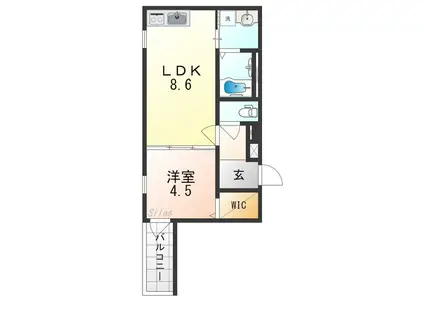 フジパレス駒川中野VI番館(1LDK/1階)の間取り写真