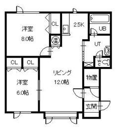 ポラリスII(2LDK/1階)の間取り写真