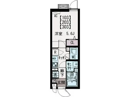 イクシオMS HOUSE(1K/1階)の間取り写真