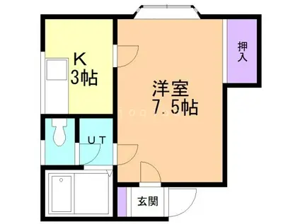 メゾンカレッジ(1K/1階)の間取り写真