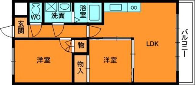 ディアコート王寺(2LDK/3階)の間取り写真
