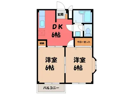 エルディム小暮(2DK/1階)の間取り写真