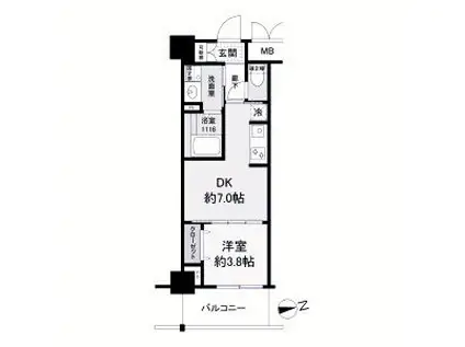 ブランシエスタ明石(1DK/8階)の間取り写真