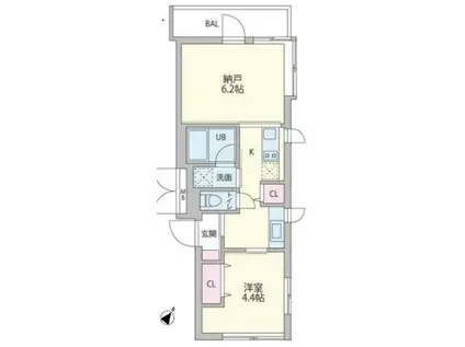 クーカイ・テラス代田橋(2K/2階)の間取り写真