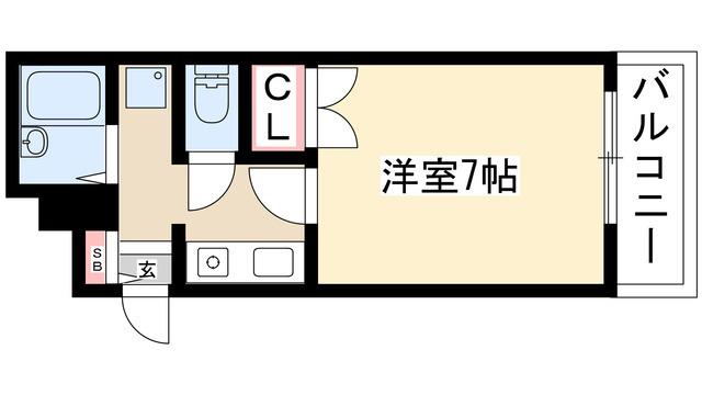 グランパス檀渓(1K/2階)の間取り写真
