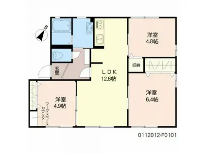 アルカディア F棟(3LDK/1階)の間取り写真