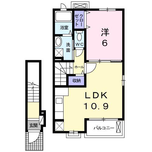 ハイシード平和(1LDK/2階)の間取り写真