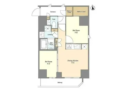 グランカーサ蒲田ウエスト(2DK/7階)の間取り写真