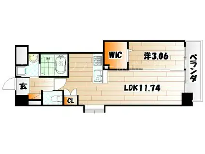 スマート到津(1LDK/2階)の間取り写真