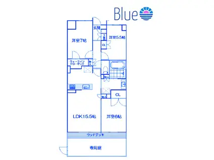 プレミスト湘南辻堂 AQUA FACE(3LDK/3階)の間取り写真