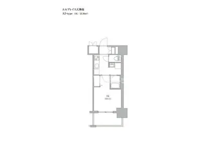 エルプレイス天神南(1K/2階)の間取り写真