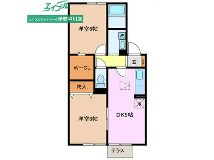 PLAIRE D(2DK/2階)の間取り写真