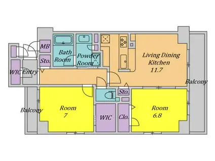 ヴィアソーレ江坂(2LDK/3階)の間取り写真