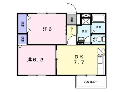 メゾンファミーユ(2DK/2階)の間取り写真