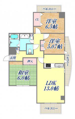 メゾンドール広田(3LDK/3階)の間取り写真