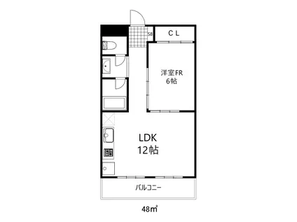 灘ロイヤルハイツ(1LDK/5階)の間取り写真