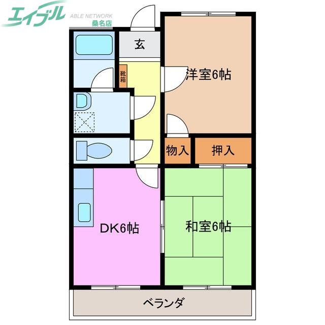 リンピアベルテ(2DK/2階)の間取り写真