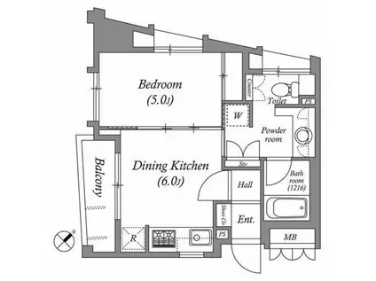 グランド・ルー都立大学(1DK/8階)の間取り写真
