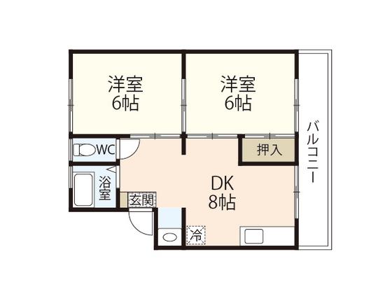 HMA B.L AITA(2DK/2階)の間取り写真