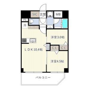 エスリードレジデンス ザ・グラン南堀江(2LDK/7階)の間取り写真