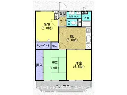 フィルランスJ(3DK/1階)の間取り写真