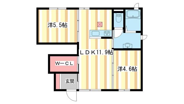 CHARME B棟(2LDK/1階)の間取り写真