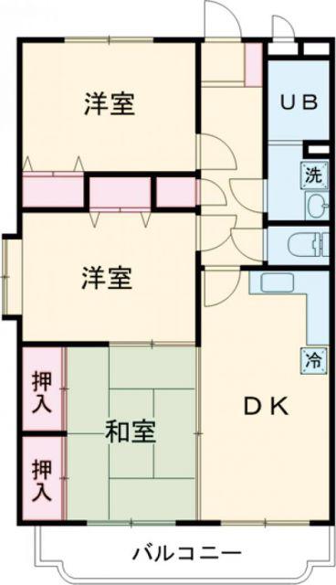 M・カルムマンション(3DK/1階)の間取り写真