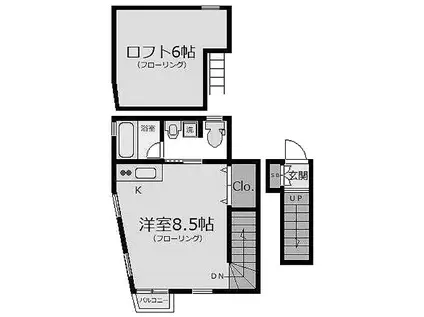 アリスベリーII(ワンルーム/2階)の間取り写真