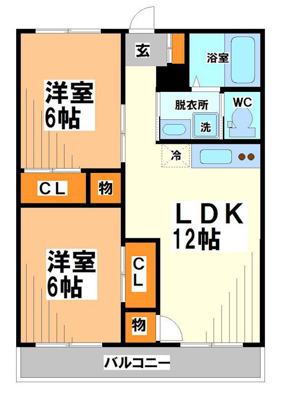 シャルム戸塚(2LDK/1階)の間取り写真
