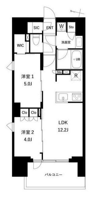 プレディアコート西日暮里(2LDK/2階)の間取り写真