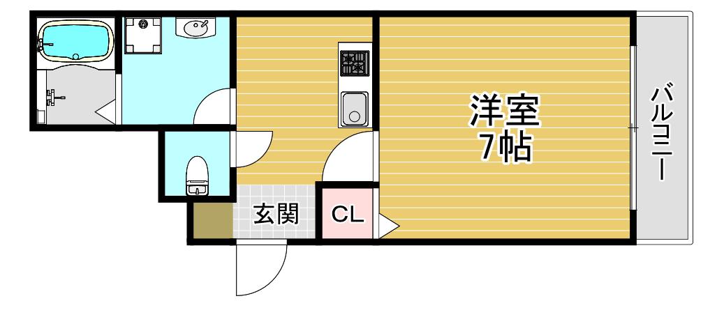 ロジュマン花川(1K/6階)の間取り写真