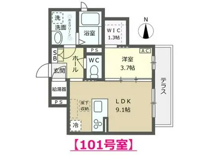 ARISTIO(1LDK/1階)の間取り写真