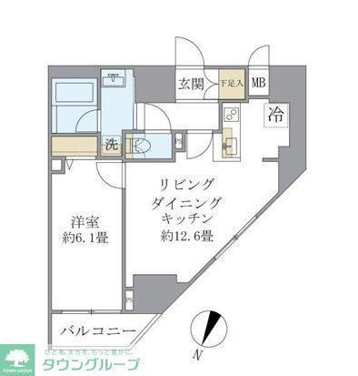 エレミ本蓮沼(1LDK/13階)の間取り写真