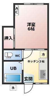 メゾンミライII(1K/1階)の間取り写真