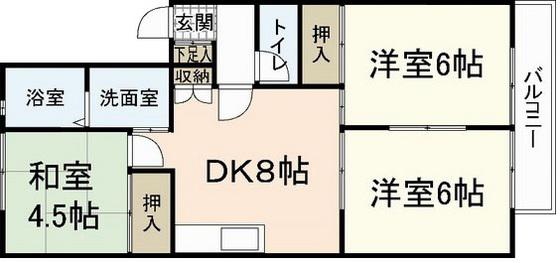 ファミール隅田B棟(3DK/2階)の間取り写真