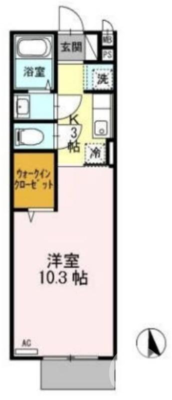 メゾンけやき(1K/1階)の間取り写真