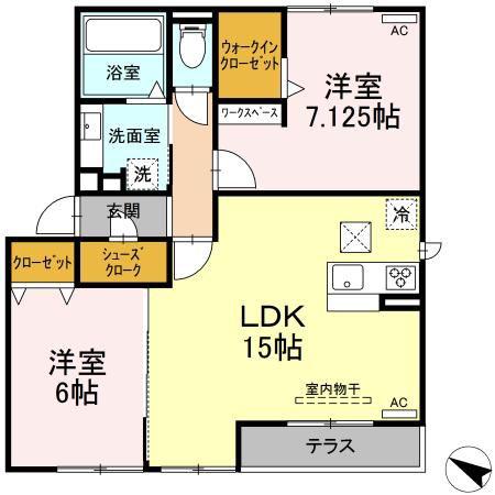 さくらハウス岡崎(2LDK/1階)の間取り写真