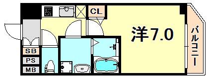 ファステート神戸アモーレ(1K/11階)の間取り写真